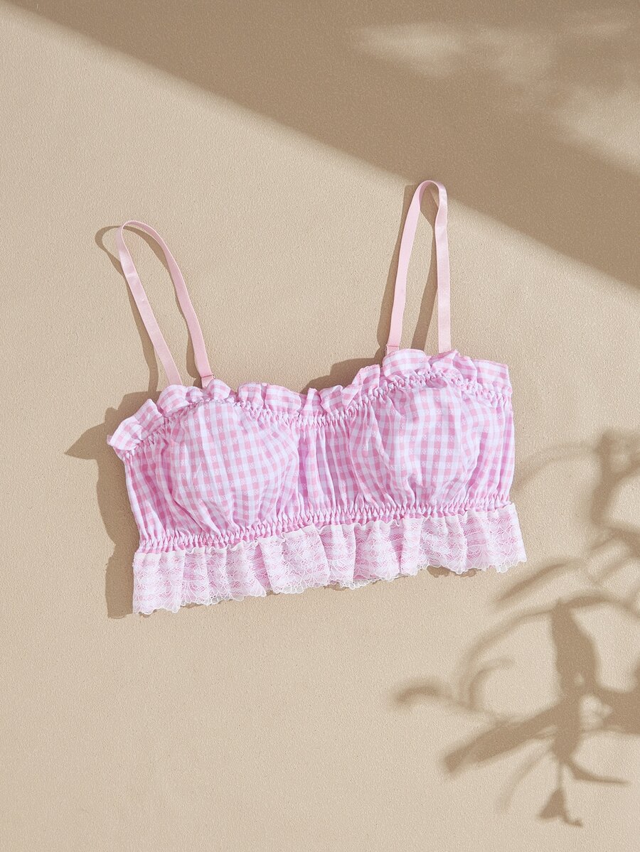 Lullawish Women's Plaid Pleated Casual Everyday Spaghetti Strap Bra - Multicolor - View 1
