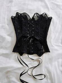 Soleia Women's Hollow Out Fashionable Shaping Tube Top - Black - View 2