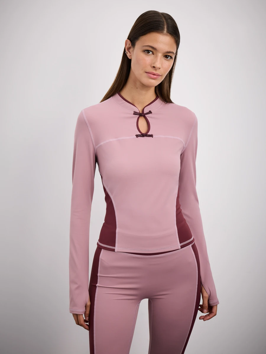 Nöista Activewear Long Sleeves Top With Chinese Buttons - Dusty Purple - View 1