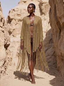 Zivah Women's Tassel Design Casual Versatile Decorative Top - Brown - View 4