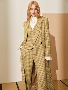 MOTF PREMIUM AUTUMN/WINTER SPLIT DESIGN METAL BUTTON SUIT VEST JACKET - Gold - View 4