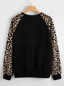 SHEIN LUNE Plus Floral Print Raglan Sleeve Pullover Winter Fall Autumn - Multicolor - View 2