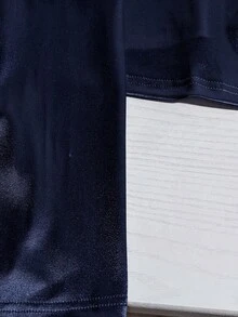 SHEIN Clasi 大尺碼女款優雅金屬扣雙排扣長袖夾克，2026秋季時尚外套 - 藏蓝色 - 查看 5