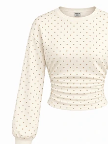 Tween Girl Polka Dot Pleated Casual Daily Long Sleeve Sweatshirt - Multicolor - View 4