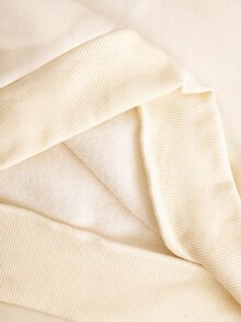 SHEIN 青少年女孩 2 件套圓領學院風可愛拼色酒紅黑 2 合 1 蝴蝶結裝飾運動衫與長褲 秋季返校校外穿搭 - 卡其色 - 查看 4
