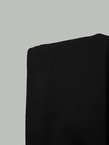 SHEIN PETITE Minimalist Solid Color Wide Strap Ruched Casual Top, Built-In Bra, Comfortable Dralon Fabric, Autumn/Winter Outfit, Daily Office Wear - Black - View 5