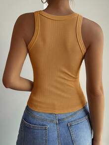 Livesso Autumn/Winter Off-Season Slim Fit Elegant Solid Color Women's Vest - Mustard Yellow - View 5