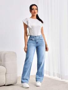 Jeanoix Plus Size Casual Daily Travel Denim Jeans With Pockets And Buttons - Medium Wash - View 4