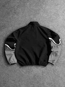 Manfinity EMRG Men's Letter Pattern Colorblock Casual Daily Long Sleeve Jacket - Multicolor - View 2