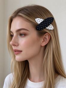 Livesso Korean Style Academy Plaid Fabric Oval Hair Clip For Forehead And Bangs - Multicolor - View 4