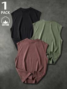 Gym Rark Men's Geometric Print Crew Neck Sports Tank Top - Khaki - View 2