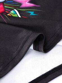 SHEIN 青少年男孩塗鴉數字67圖案圓領長袖休閒舒適修身居家睡衣套裝 2件組 - 彩色 - 查看 6