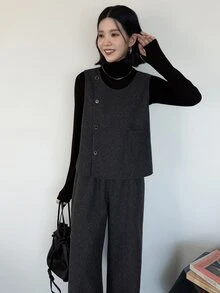 FRIFUL Women's Bowknot Decor Top And Long Pants Casual Daily 2 Pieces Set - Grey - View 8