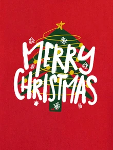 Manfinity Homme Men's Christmas Slogan Print Crew Neck Short Sleeve Casual T-Shirt - Red - View 2