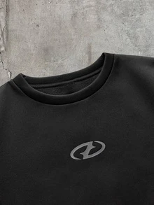 AXEPEAK Sweatshirt Pullover Pria Lengan Panjang Kerah Bulat Potongan Longgar - Hitam - View 4