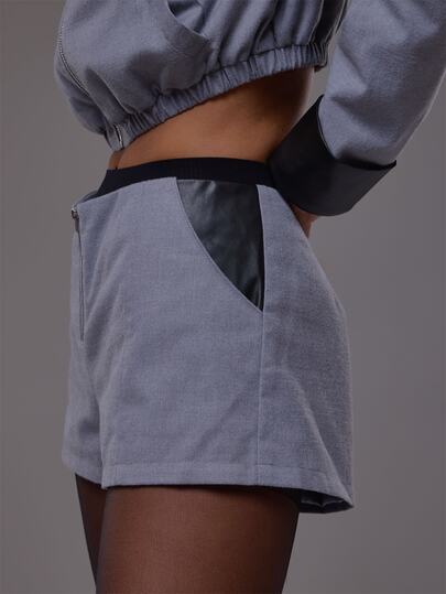 MUSERA Micro shorts grises con contraste de bolsillo, otoño, invierno, lindos, para uso diario, oficina, corporativo, romance