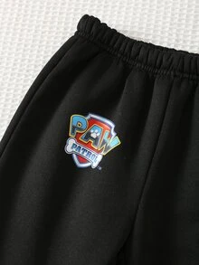 Cozy Pixies | PAW Patrol 小男孩 Paw Patrol 秋/冬款可愛動物圖案印花卡通連帽衫與運動衫套裝 長袖運動衫與運動長褲 杏色/黑色 舒適 - 彩色 - 查看 9