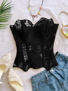 Soleia Women's Hollow Out Fashionable Shaping Tube Top - Black - View 6