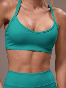 Musera Sport 女款交叉背上衣與緊身褲運動套裝 健身瑜伽皮拉提斯日常休閒 - 水鴨藍 - 查看 7