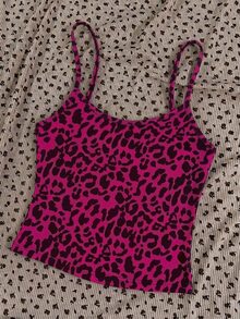 Attitoon Women's Casual Fitted Camisole Tank Top, Fuchsia Leopard Print - Multicolor - View 4