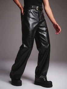 PAVTROS Men's Casual Versatile Daily Travel Long Pants With Pockets - Black - View 3