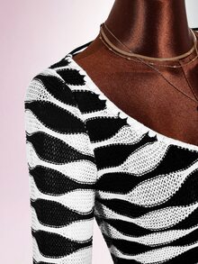 Amplova Women's Gradient Deep U-Neck Mini Knit Dress - Brown - View 9
