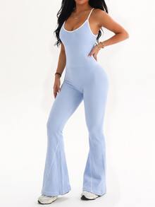 Dewbera Dewbera Seamless Knit Women's Sports Jumpsuit, Women's Sportswear - Baby Blue - View 5