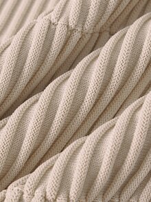 Muvela Women's Cream Ribbed Knit Polo Sweater – Elegant Collared Long Sleeve Pullover Top Chic Basic Christmas Back To School Festival New Year Party - Apricot - View 3