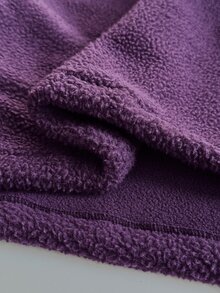 Easithlete Loose Fleece Half-Button Stand Collar Sweatshirt, Casual Sports Top For Autumn/Winter - Purple - View 7