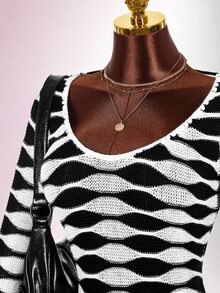 Amplova Women's Gradient Deep U-Neck Mini Knit Dress - Brown - View 5