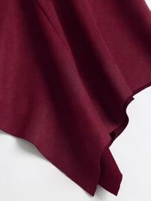 Sweetra Women's Summer New Suede Fabric Asymmetrical Hemline Skirt, Suitable For Shopping, Commuting And Daily Wear - Burgundy - View 6