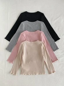 SHEIN 4 قطع تي شيرتات للفتيات الصغيرات - متعدد الألوان - مشاهدة 6