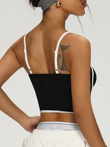 Velisys Velisys Women's Fashion Backless Seamless High Elastic Contrast Color Long Sleeve Sports Tees Tanks Yoga Fitness Wear - Black - View 6