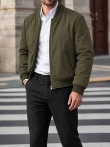 AKNOTIC Men's Zipper Long Sleeve Jacket, Versatile For Daily Wear - Army Green - View 14