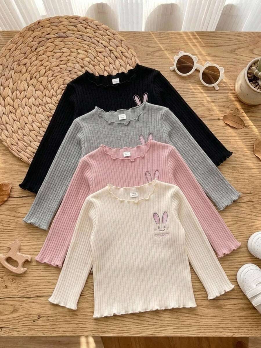 SHEIN 4 قطع تي شيرتات للفتيات الصغيرات - متعدد الألوان - مشاهدة 1