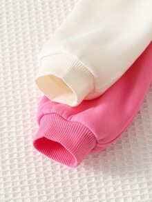 Cozy Pixies Baby Girl Casual Comfortable Versatile Cute White Crew Neck Autumn Winter Sweatshirt + Pink Crew Neck Sweatshirt Set Pcs - Multicolor - View 8