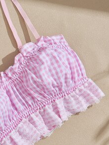 Lullawish Women's Plaid Pleated Casual Everyday Spaghetti Strap Bra - Multicolor - View 6