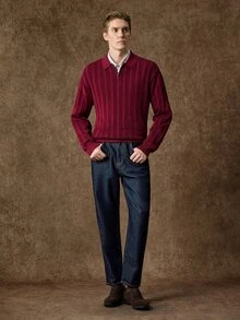 Manfinity CityGents 聖誕男士半拉鍊長袖休閒百搭毛衣，溫馨家庭氛圍親子情侶套裝，最佳節日禮物 - 彩色 - 查看 5