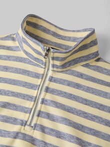 SHEIN EZwear 女款寬鬆半拉鍊高領運動衫，厚實材質，適合秋冬穿著 - 黃色 - 查看 5