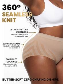 SHEIN 6PCS Women Plus Size Comfy Stretch High Waisted Oblique Striped Seamless Full-Coverage Panties - Multicolor - View 3