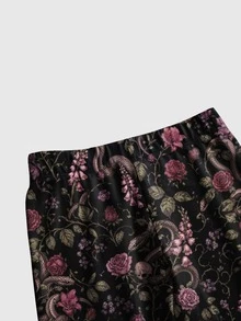 ROMWE Goth Forest Floral Snake Moon Sun Star Sexy Hot Girl Tight Leggings For Women - Black - View 3