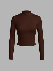 SHEIN EZwear 3件組女款休閒假領修身長袖T恤套裝，適合秋冬，完美疊穿，百搭 - 彩色 - 查看 6