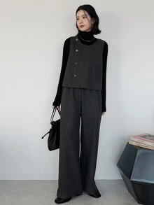 FRIFUL Women's Bowknot Decor Top And Long Pants Casual Daily 2 Pieces Set - Grey - View 6