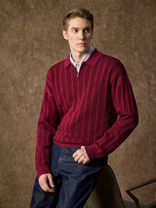 Manfinity CityGents 聖誕男士半拉鍊長袖休閒百搭毛衣，溫馨家庭氛圍親子情侶套裝，最佳節日禮物 - 彩色 - 查看 1
