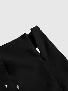 ROMWE Chân váy mini xẻ tà gợi cảm cho nữ, họa tiết đầu lâu Gothic rừng tối bí ẩn - màu đen - Xem 3