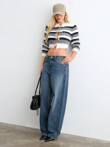 BAD SUNDAY Women's Autumn/Winter Cropped Long Sleeve Hollow-Out Fuzzy Knit Top, Multi-Color, Y2K Retro Style - Multicolor - View 5