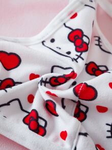 HELLO KITTY AND FRIENDS | SHEIN حمالة صدر نسائية بطباعة كرتونية كاجوال يومية بحمالات رفيعة - ابيض واحمر - مشاهدة 7