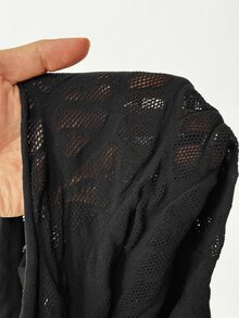 Maweii Plus Size Women's Mesh Patchwork Sexy Casual Tight Jumpsuit - Black - View 7