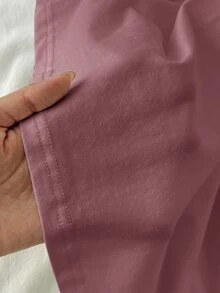 Tseoso 女款新款棉感蓮紫色 95%棉半開鈕扣 T-shirt，四季百搭，適合春秋居家穿著 - 藕粉色 - 查看 5