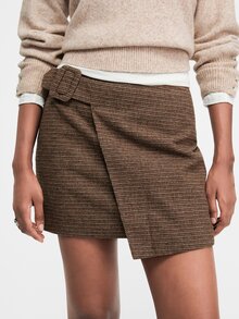 ATUI Studio Women's Vintage Asymmetrical Hem Skort - Brown - View 1